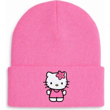 Middles & Niddles Collection Middles&niddles Collection Kışlık - Yün - Çocuk – Pembe - Hello Kitty Dayanıklı Baskı Bere