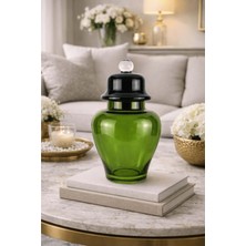 Jenisa Dekoratif Yeşil Cam Kavanoz - Cam Kapaklı Küp Şekerlik