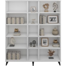 Dienni Simple Kitaplık 12 Raflı 150X30X176 Beyaz