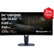 Dell Alienware AW3425DW 34 3440X1440 Uwqhd 240Hz 0.03 Ms HDMI Dp Type-C Hdr True Black 400 Adaptive Sync Qd-Oled Curved Gaming Monitor