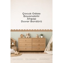 IOA Design Bulut Dekoratif Boyanabilir Duvar Bordürü - Çocuk Yatak Odası Dekorasyon Çıta Bordür Ham Ahşap Mdf