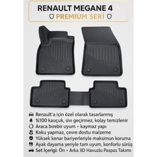 Black Gold Renault Megane 4 Uyumlu 3D Havuzlu Oto Paspas – Premium Seri