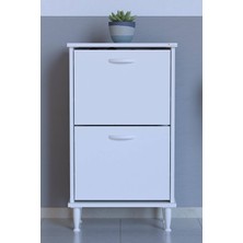 Lina Vella Home Nil Ayaklı Kapı Önü 52 x 90 x 26 Cm’ Lik 2 Düşer Kapak 4 Göz Bölmeli Ayakkabılık