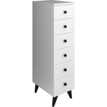 Dienni Simple Şifonyer 6 Çekmeceli 30X44X112 Beyaz