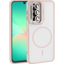 Galaxy A17 Kılıf Standlı ve Kamera Lens Hediyeli Zore Etro Kapak - Pembe