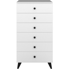 Dienni Simple Şifonyer 6 Çekmeceli 60X44X112 Beyaz