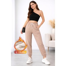 POLYMOOD Kadın Kışlık İçi Polar Compact Penye Kalın Şardonlu 3 Iplik Jogger Eşofman Altı