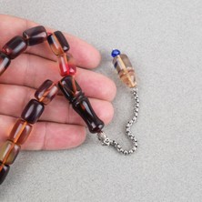 Lapisdo Sıkma Kehribar Püsküllü Efe Boy Kapsül Kesim 10X13MM Tesbih -Alacalı
