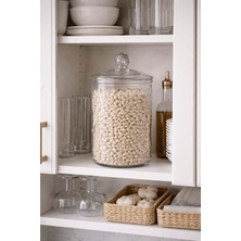 Jenisa 1500 Ml. Desenli Cam Kapaklı Kavanoz - Orta Boy Cam Saklama Kabı