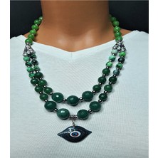 Asteria Elite Yeşil Akik Ceyt Denge, Uyum ve Şifa Kolyesi