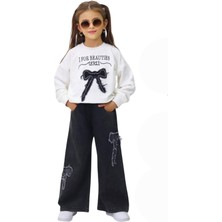 Miviko Kız Çocuk Takımı Alt Üst  Set Kotlu Mevsimlık  Gezmelik .pamuk Kumaş .yuzde Yuz Nakış  Desenli