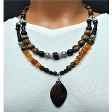 Asteria Elite Kaplan Gözü Akik Nazardan Korunma ve Cesaret Kolyesi