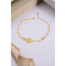 925 Ayar Gümüş Üzeri Altın Kaplama Hayat Ağacı Bileklik