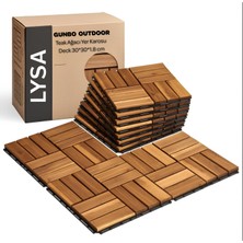 Gunbo Home Teak Ağacı Masif Yer Karosu Bahçe Karosu Ahşap Karo Deck 30 x 30 cm