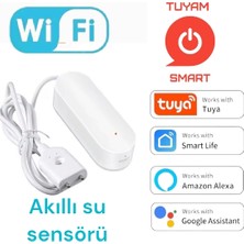 Tuya Su Tuyam Smart Su Sızıntı Alarmı 80DB Ses Siren Wifi Kaçak Sensörü Dedektörü