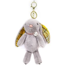 Aslı Kiraz Jewerly Gri Tavşan Fular Detaylı Peluş Anahtarlık