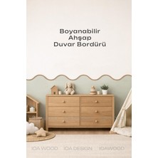 IOA Design Dalga Dekoratif Boyanabilir Duvar Bordürü - Çocuk Yatak Odası Dekorasyon Çıta Bordür Ham Ahşap Mdf