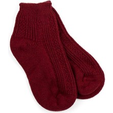 Bütüncül Şifa Dikişsiz Kısa Yün Çorap Bordo