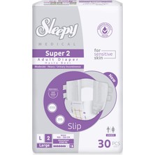 Sleepy Super 2 Large Yetişkin Hasta Bezi Bağlamalı  30'lu 2 Paket - 3100 ml Süper Emici