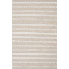 Cool Halı Elena Bej Sisal Görünümlü Dokuma Kaymaz Taban Özel Ölçü Ince Çizgili Balkon Silinebilir Ev Oda Halı