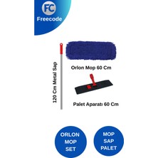 3'lü Set 60 cm (Palet+Sopa+Mop) Nemli Mop Nemli Kurulama  Mavi Orlon