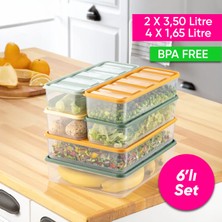 Vinoa 6'lı Gıda Temasına Uygun Mikrodalga Uyumlu Difrize Uygun Gıda Temasına Uygun Saklama Kabı Seti