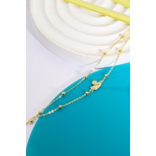 925 Ayar Gümüş Üzeri Altın Kaplama Çift Zincirli Kuğu Bileklik