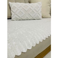 Mihra Home Bambu Çizgili Süngerli Kadife Kaymaz Koltuk Örtüsü (Sadece Oturma Yerini Kapatır) 85X210 Pembe