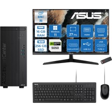 Asus Expertcenter B900MF Intel® Core™ Ultra 7 265 5.3ghz Aı 16GB Ddr5 256GB SSD 8GB/RTX5050 27"Mon120Hz  WIN11HOME Mini Tower Masaüstü Bilgisayar B900MF50502727H01+ZETTAUSBBELLEK