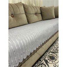 Göksal Süvari )Bambu Çizgili Süngerli Kadife Kaymaz Koltuk Örtüsü (Sadece Oturma Yerini Kapatır) 85X210 ( Taş Ren