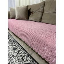 Göksal Süvari Bambu Çizgili Süngerli Kadife Kaymaz Çekyat Koltuk Örtüsü (Sadece Oturma Yerini Kapatır) 85X210 Mavi