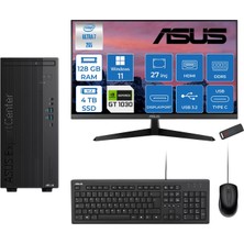 Asus Expertcenter B900MF Intel® Core™ Ultra 7 265 5.3ghz Aı 128GB Ddr5 4tb SSD 4GB/GT1030  27"Mon120Hz  WIN11PRO Mini Tower Masaüstü Bilgisayar B900MF10302721P40+ZETTAUSBBELLEK
