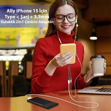 Uygun Sepetim Ally Iphone 15 Için Type-C Şarj + 3.5mm Kulaklık 2in1 Çevirici ADAPTÖR-(5775 - UY002F-6D625