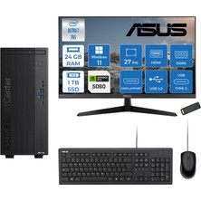 Asus Expertcenter B900MF Intel® Core™ Ultra 7 265 5.3ghz Aı 24GB Ddr5 1tb SSD 8GB/RTX5060 27"Mon120Hz  WIN11HOME Mini Tower Masaüstü Bilgisayar B900MF50602731H08+ZETTAUSBBELLEK