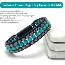 Yıldız Doğal Taş Sertifikalı Turkuaz ( Firuze ) Taşı Erkek Bileklik – Çelik Kilitli, Doğal Taş Tasarım, Şık ve Özgün
