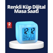 Uygun Sepetim Renk Değiştiren LED Alarmlı Dijital Küp Masa Saati - UY002F-6CLG06