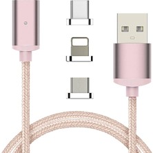 Uygun Sepetim Iphone Type-C Android 3  Başlık Manyetik Şarj USB KABLOSU-(5775) - UY002F-6D8ZX6