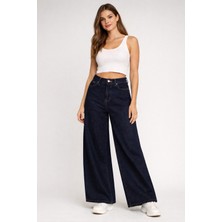 More Black Lacivert Kadın Palazzo Jean