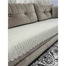 Göksal Süvari Bambu Çizgili Süngerli Kadife Kaymaz Koltuk Örtüsü (Sadece Oturma Yerini Kapatır) 85X210 ( Bordo)