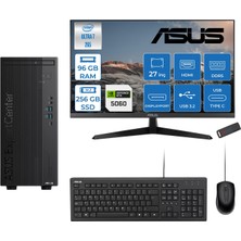 Asus Expertcenter B900MF Intel® Core™ Ultra 7 265 5.3ghz Aı 96GB Ddr5 256GB SSD 8GB/RTX5060 27"Mon120Hz  Freedos Mini Tower Masaüstü Bilgisayar B900MF50602731F31+ZETTAUSBBELLEK
