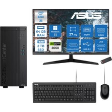 Asus Expertcenter B900MF Intel® Core™ Ultra 7 265 5.3ghz Aı 64GB Ddr5 2tb SSD 6GB/RTX3050 27"Mon120Hz  WIN11HOME Mini Tower Masaüstü Bilgisayar B900MF30502723H24+ZETTAUSBBELLEK