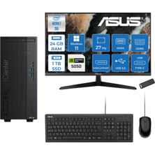 Asus Expertcenter B900MF Intel® Core™ Ultra 7 265 5.3ghz Aı 24GB Ddr5 1tb SSD 8GB/RTX5050 27"Mon120Hz  WIN11HOME Mini Tower Masaüstü Bilgisayar B900MF50502727H08+ZETTAUSBBELLEK
