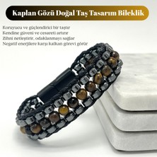 Yıldız Doğal Taş Sertifikalı Kaplan Gözü Taşı Erkek Bileklik – Çelik Kilitli, Doğal Taş Tasarım, Şık ve Özgün