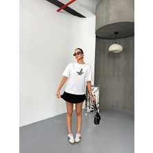 Sidelya Concept Kısa Kol Baskılı T-Shirt - Beyaz