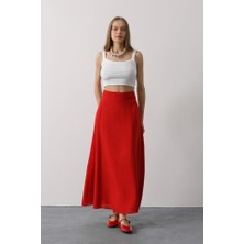 Sidelya Concept Keten Etek - Kırmızı