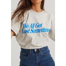 Sidelya Concept Unisex Baskılı Oversize T-Shirt - Beyaz