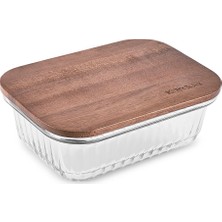 Karaca Massi Acacia Ahşap Kapaklı Cam Saklama Kabı 370 ml