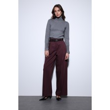 Antioch Bordo Geniş Paça Kadın Pantolon