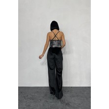 Sidelya Concept Gümüş Askılı Degaje Bluz