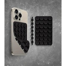 Silikon Vakumlu Telefon Tutacağı 24 Vantuzlu 1 Paket Çift Taraflı Yapışkanlı Cep Telefonu Tutucu Siyah